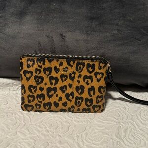 Coach heart leopard print coin/card bag